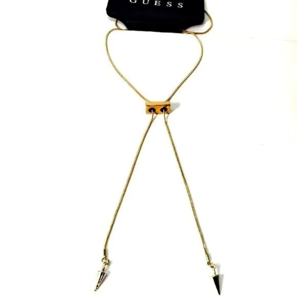 GUESS Adjustable Gold-tone Bolo Necklace – Sleek Spike Pendant Lariat Jewelry - Picture 2 of 8